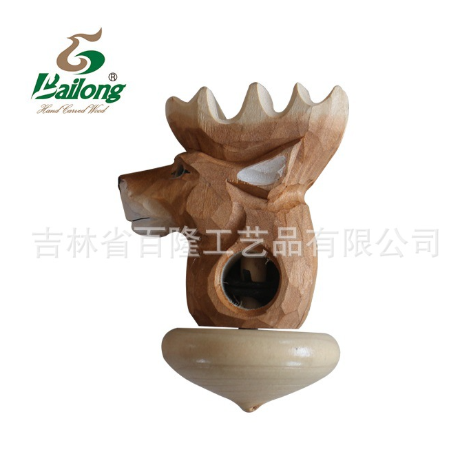 厂家直销儿童玩具木雕陀螺纯手工雕刻动物形象陀螺景区庙会纪念品图2