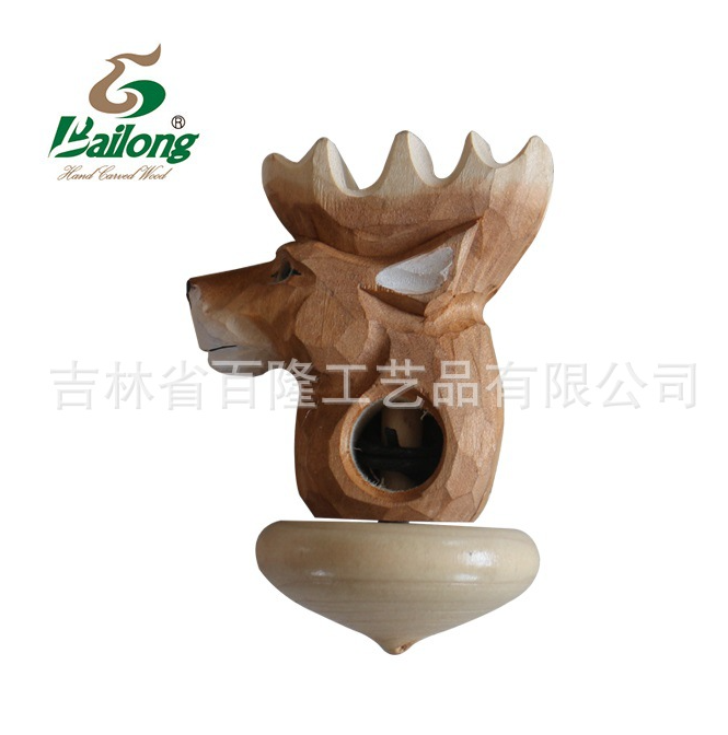 厂家定制儿童玩具木雕陀螺纯手工雕刻动物形陀螺景区庙会礼品陀螺图2
