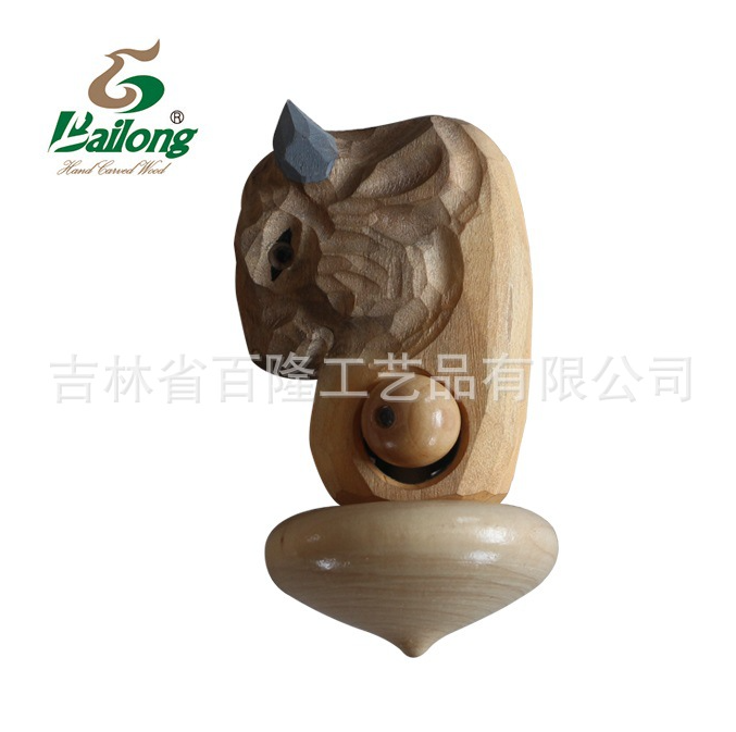 厂家定制儿童玩具木雕陀螺纯手工雕刻动物形陀螺景区庙会礼品陀螺图3