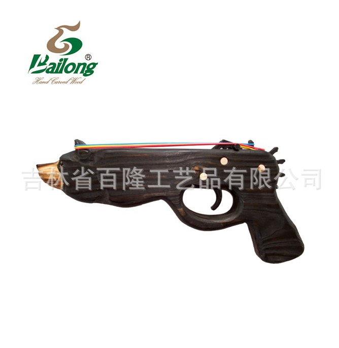 厂家定制创意手工雕刻手枪diy仿真儿童玩具枪木质动物皮筋枪图2