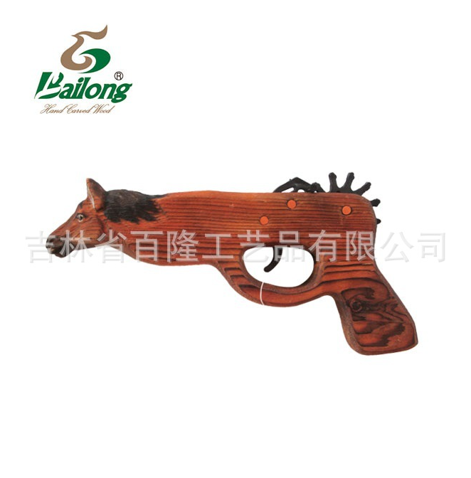 厂家定制创意手工雕刻手枪diy仿真儿童玩具枪木质动物皮筋枪图3