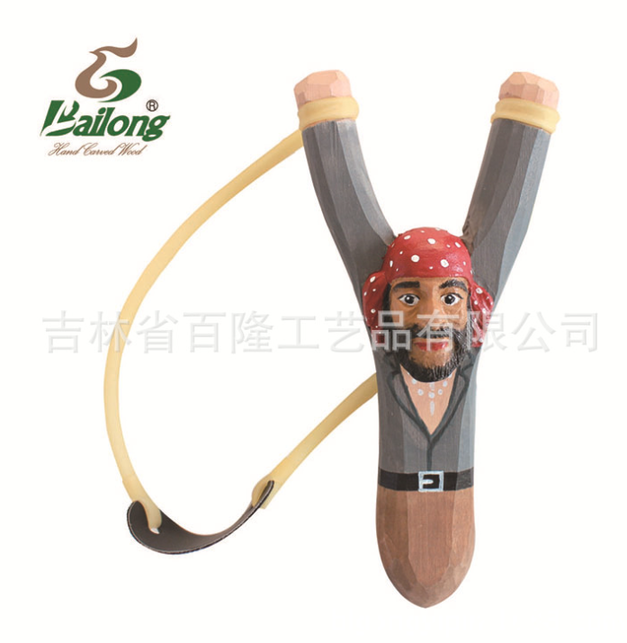 现货库存创意木雕海盗弹弓手工彩绘原实木弹弓儿童玩具弹弓图3