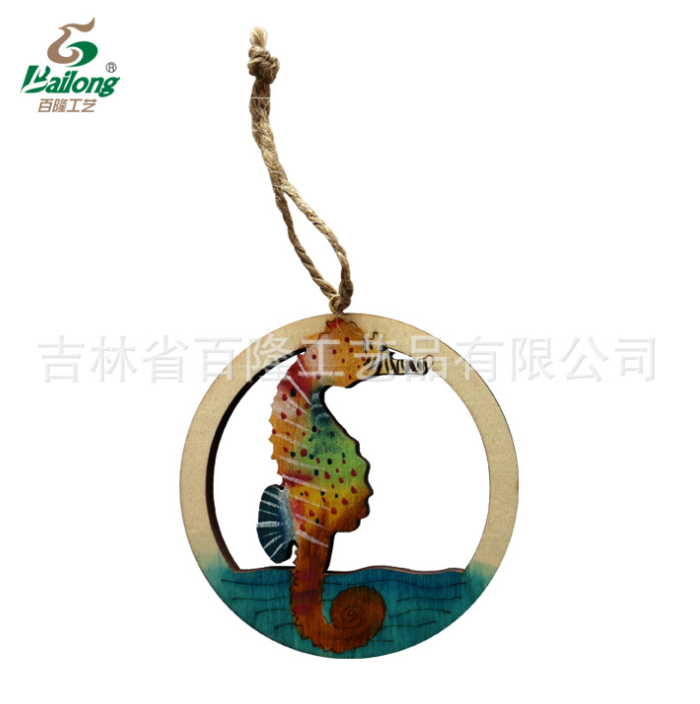 热销现货木质镂空动物木片镂空麻绳吊线装饰木片激光雕刻装饰木片图2