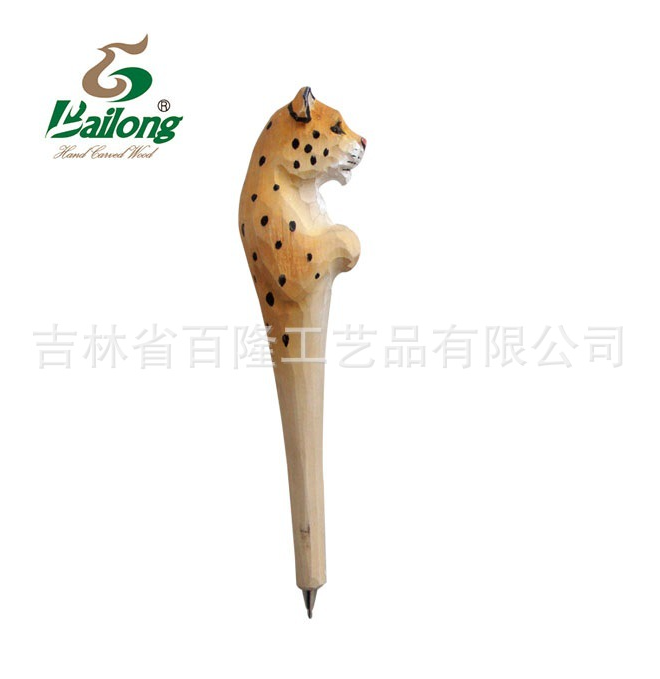 厂家定制创意木雕动物笔库存手工木头笔景区热卖木质圆珠木雕笔图2