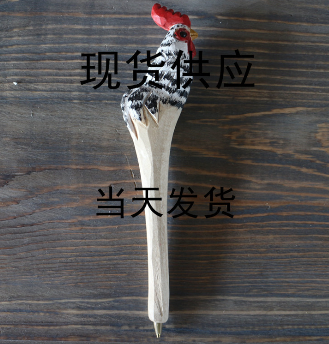 厂家定制创意木雕动物笔库存手工木头笔木质景区热卖圆珠木雕笔图2