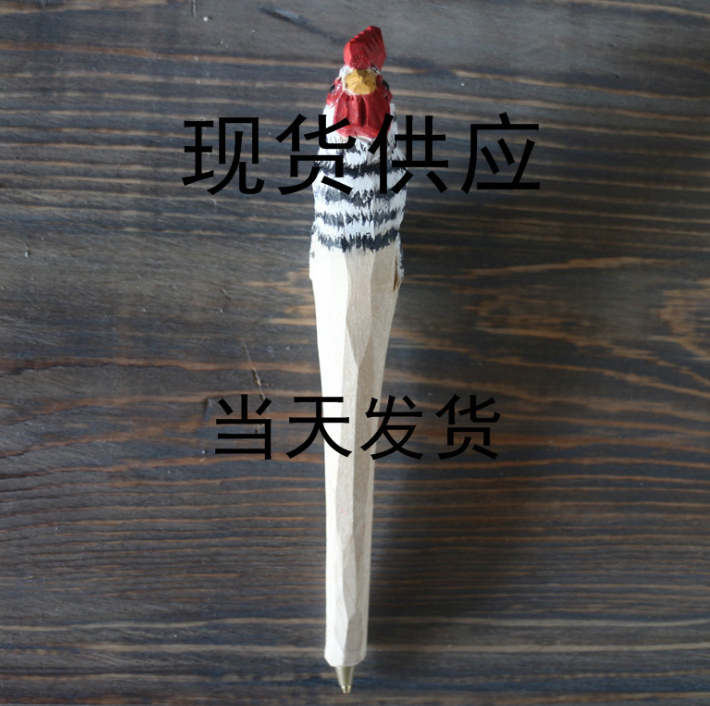 厂家定制创意木雕动物笔库存手工木头笔木质景区热卖圆珠木雕笔图3