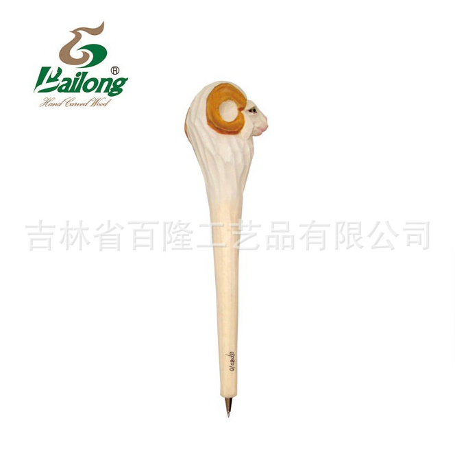 厂家定制创意木雕动物笔库存手工木头笔木质景区热卖圆珠木雕笔图3