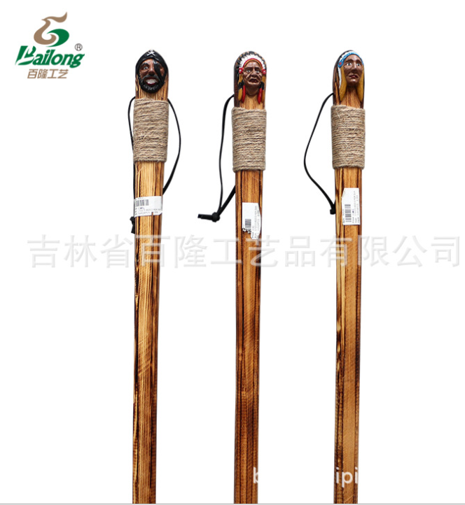 户外登山实木拐杖手工雕刻动物拐杖木制工艺品老人手杖木制拐杖图3