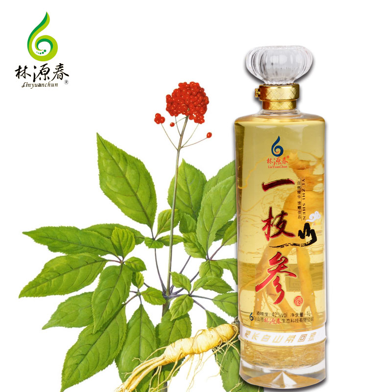林源春42%vol一枝参人参酒1000ml/瓶×4瓶/箱图3
