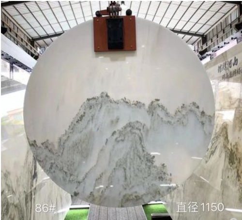 纯天然山水画大理石玄关圆形玉石背景墙图3