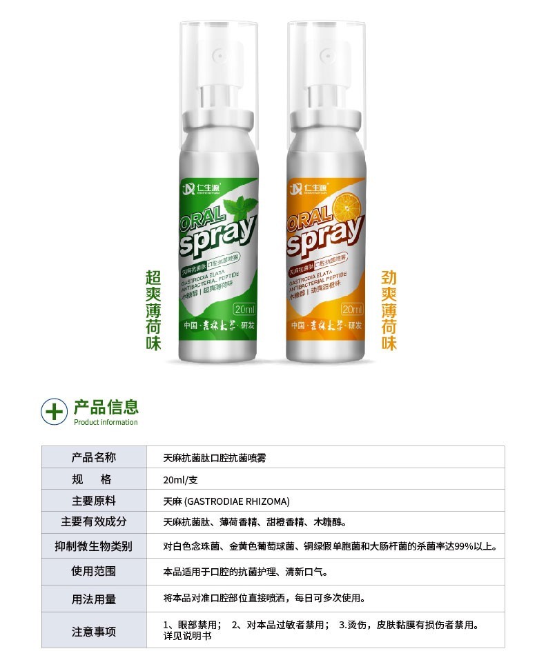 仁生源天麻抗菌肽口腔抗菌喷雾图3